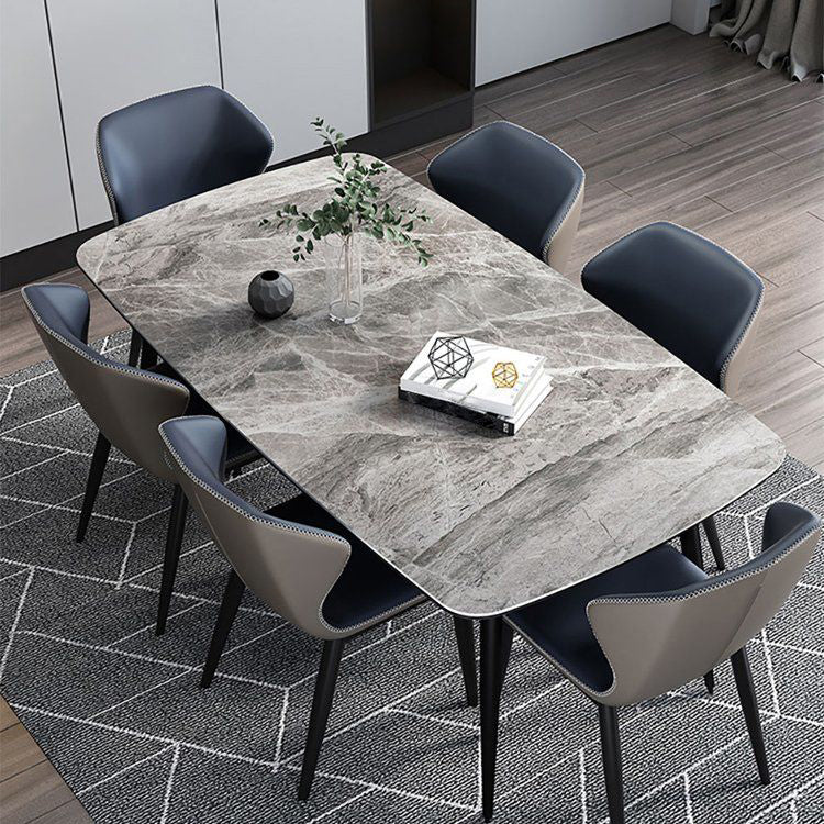 Contemporary Sintered Stone Top Gray Dining Set Rectangle Shape Standard Dining Set for Kitchen Clearhalo 'Dining Room Sets' 'Dining Tables & Seating' 'dining_room_set' 'furn' 'furn_dining_room_set' 'Furniture' 'furniture_dining_room_set' 'Kitchen & Dining Furniture' 'kitchen&dining_furn' 'kitchen' 3401909