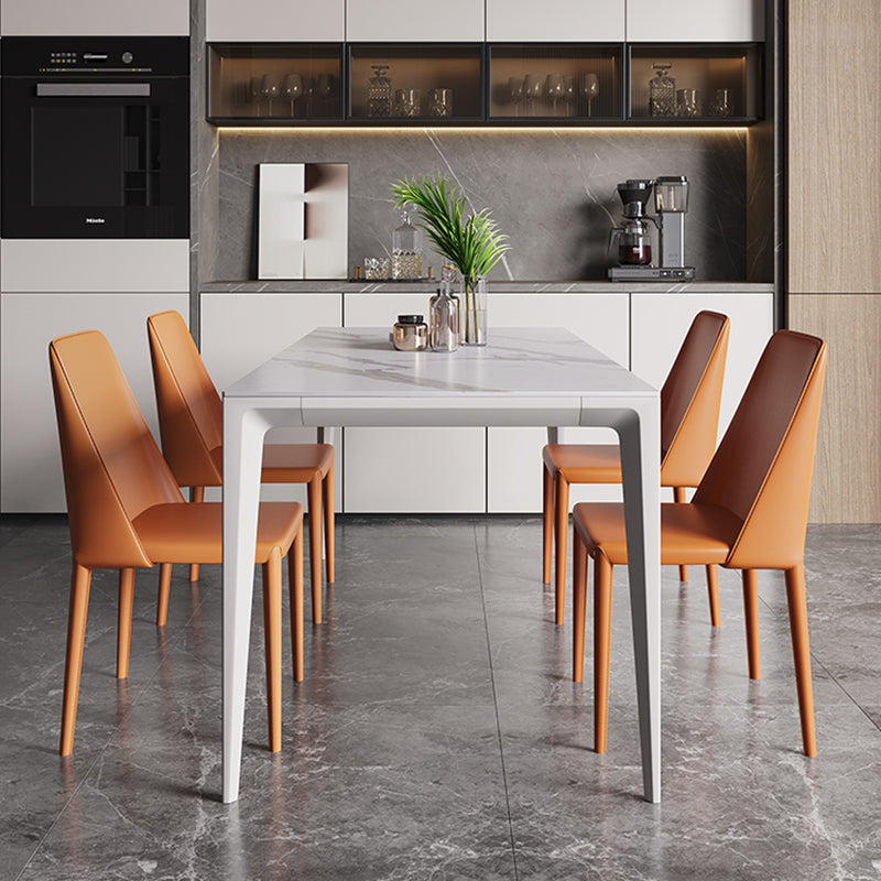 Minimalist Style Dining Room Set Sintered Stone Top Dinette Set with Metal 4 Legs Base 5 Piece Set Clearhalo 'Dining Room Sets' 'Dining Tables & Seating' 'dining_room_set' 'furn' 'furn_dining_room_set' 'Furniture' 'furniture_dining_room_set' 'Kitchen & Dining Furniture' 'kitchen&dining_furn' 'kitchen' 3401910