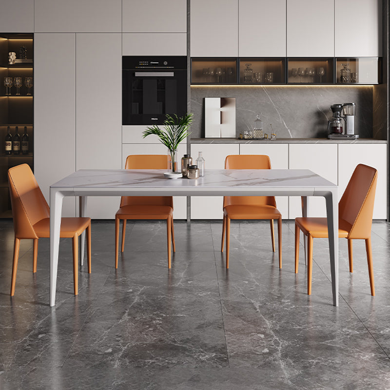 Minimalist Style Dining Room Set Sintered Stone Top Dinette Set with Metal 4 Legs Base Clearhalo 'Dining Room Sets' 'Dining Tables & Seating' 'dining_room_set' 'furn' 'furn_dining_room_set' 'Furniture' 'furniture_dining_room_set' 'Kitchen & Dining Furniture' 'kitchen&dining_furn' 'kitchen' 3401911