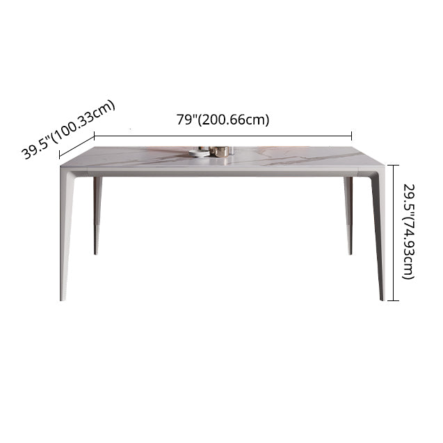 Minimalist Style Dining Room Set Sintered Stone Top Dinette Set with Metal 4 Legs Base Clearhalo 'Dining Room Sets' 'Dining Tables & Seating' 'dining_room_set' 'furn' 'furn_dining_room_set' 'Furniture' 'furniture_dining_room_set' 'Kitchen & Dining Furniture' 'kitchen&dining_furn' 'kitchen' 3401924