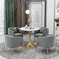 Modern Sintered Stone Dining Room Set with Round Top and Gold Base Furniture Grey 5 Piece Set Clearhalo 'Dining Room Sets' 'Dining Tables & Seating' 'dining_room_set' 'furn' 'furn_dining_room_set' 'Furniture' 'furniture_dining_room_set' 'Kitchen & Dining Furniture' 'kitchen&dining_furn' 'kitchen' 3401926