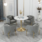 Modern Sintered Stone Dining Room Set with Round Top and Gold Base Furniture Clearhalo 'Dining Room Sets' 'Dining Tables & Seating' 'dining_room_set' 'furn' 'furn_dining_room_set' 'Furniture' 'furniture_dining_room_set' 'Kitchen & Dining Furniture' 'kitchen&dining_furn' 'kitchen' 3401927