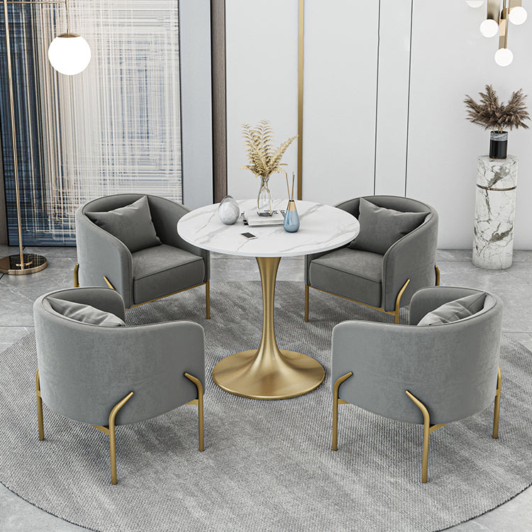 Modern Sintered Stone Dining Room Set with Round Top and Gold Base Furniture Clearhalo 'Dining Room Sets' 'Dining Tables & Seating' 'dining_room_set' 'furn' 'furn_dining_room_set' 'Furniture' 'furniture_dining_room_set' 'Kitchen & Dining Furniture' 'kitchen&dining_furn' 'kitchen' 3401927