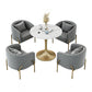 Modern Sintered Stone Dining Room Set with Round Top and Gold Base Furniture Clearhalo 'Dining Room Sets' 'Dining Tables & Seating' 'dining_room_set' 'furn' 'furn_dining_room_set' 'Furniture' 'furniture_dining_room_set' 'Kitchen & Dining Furniture' 'kitchen&dining_furn' 'kitchen' 3401931