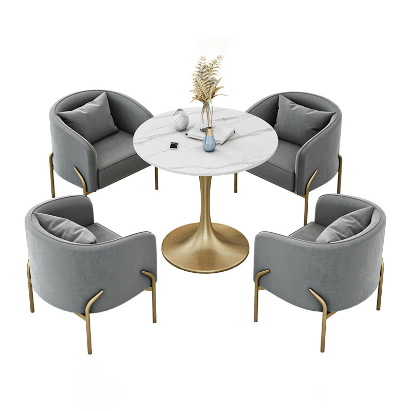 Modern Sintered Stone Dining Room Set with Round Top and Gold Base Furniture Clearhalo 'Dining Room Sets' 'Dining Tables & Seating' 'dining_room_set' 'furn' 'furn_dining_room_set' 'Furniture' 'furniture_dining_room_set' 'Kitchen & Dining Furniture' 'kitchen&dining_furn' 'kitchen' 3401931