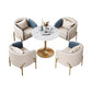 Modern Sintered Stone Dining Room Set with Round Top and Gold Base Furniture White 5 Piece Set Clearhalo 'Dining Room Sets' 'Dining Tables & Seating' 'dining_room_set' 'furn' 'furn_dining_room_set' 'Furniture' 'furniture_dining_room_set' 'Kitchen & Dining Furniture' 'kitchen&dining_furn' 'kitchen' 3401932