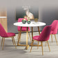 Scandinavian Style Fixed Dining¬†Room¬†Table¬†Set with 4 Legs Base Dining Furniture Pink 5 Piece Set Clearhalo 'Dining Room Sets' 'Dining Tables & Seating' 'dining_room_set' 'furn' 'furn_dining_room_set' 'Furniture' 'furniture_dining_room_set' 'Kitchen & Dining Furniture' 'kitchen&dining_furn' 'kitchen' 3401949