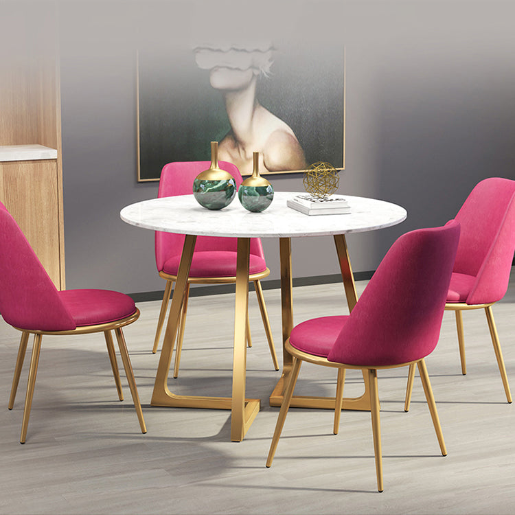 Scandinavian Style Fixed Dining¬†Room¬†Table¬†Set with 4 Legs Base Dining Furniture Pink 5 Piece Set Clearhalo 'Dining Room Sets' 'Dining Tables & Seating' 'dining_room_set' 'furn' 'furn_dining_room_set' 'Furniture' 'furniture_dining_room_set' 'Kitchen & Dining Furniture' 'kitchen&dining_furn' 'kitchen' 3401949