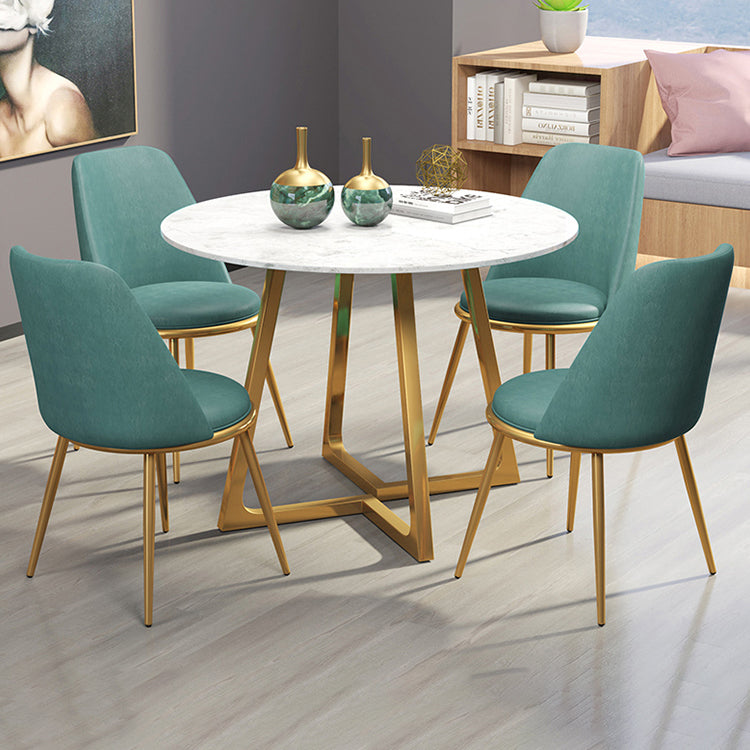 Scandinavian Style Fixed Dining¬†Room¬†Table¬†Set with 4 Legs Base Dining Furniture Blue 5 Piece Set Clearhalo 'Dining Room Sets' 'Dining Tables & Seating' 'dining_room_set' 'furn' 'furn_dining_room_set' 'Furniture' 'furniture_dining_room_set' 'Kitchen & Dining Furniture' 'kitchen&dining_furn' 'kitchen' 3401950