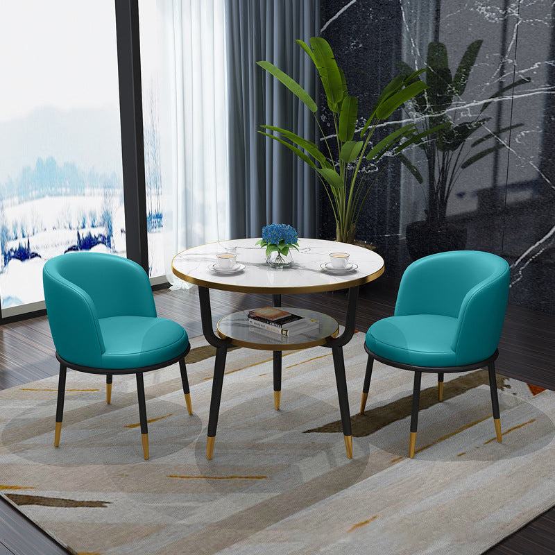 Glam Sintered Stone Dining Table Set with 3 Legs Base Dining Furniture for Home Use Aqua 3 Piece Set Clearhalo 'Dining Room Sets' 'Dining Tables & Seating' 'dining_room_set' 'furn' 'furn_dining_room_set' 'Furniture' 'furniture_dining_room_set' 'Kitchen & Dining Furniture' 'kitchen&dining_furn' 'kitchen' 3401964