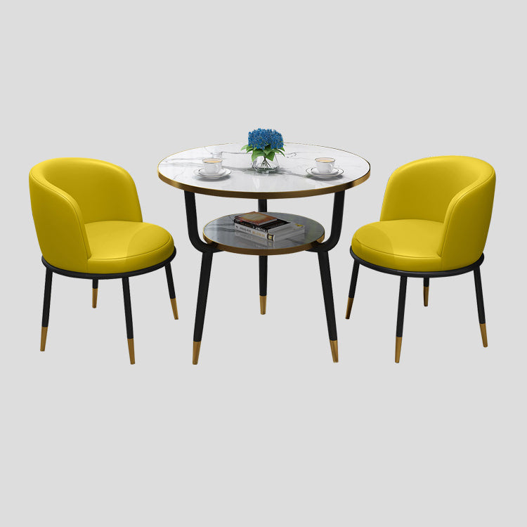 Glam Sintered Stone Dining Table Set with 3 Legs Base Dining Furniture for Home Use Clearhalo 'Dining Room Sets' 'Dining Tables & Seating' 'dining_room_set' 'furn' 'furn_dining_room_set' 'Furniture' 'furniture_dining_room_set' 'Kitchen & Dining Furniture' 'kitchen&dining_furn' 'kitchen' 3401982