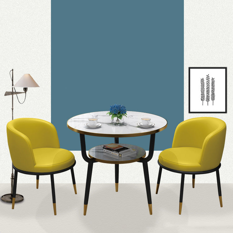 Glam Sintered Stone Dining Table Set with 3 Legs Base Dining Furniture for Home Use Clearhalo 'Dining Room Sets' 'Dining Tables & Seating' 'dining_room_set' 'furn' 'furn_dining_room_set' 'Furniture' 'furniture_dining_room_set' 'Kitchen & Dining Furniture' 'kitchen&dining_furn' 'kitchen' 3401983