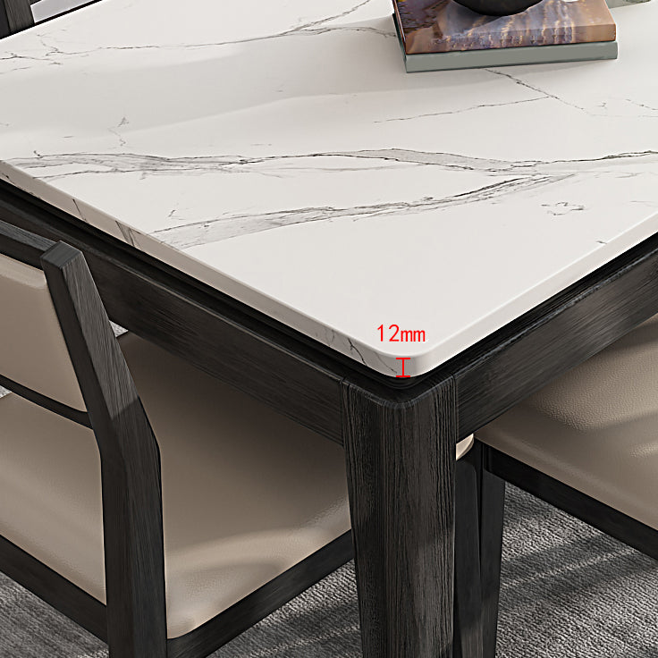 Modern White Sintered Stone Top Dining Set Kitchen Rectangle Shape Dining Set with 4 Legs Base Clearhalo 'Dining Room Sets' 'Dining Tables & Seating' 'dining_room_set' 'furn' 'furn_dining_room_set' 'Furniture' 'furniture_dining_room_set' 'Kitchen & Dining Furniture' 'kitchen&dining_furn' 'kitchen' 3401989