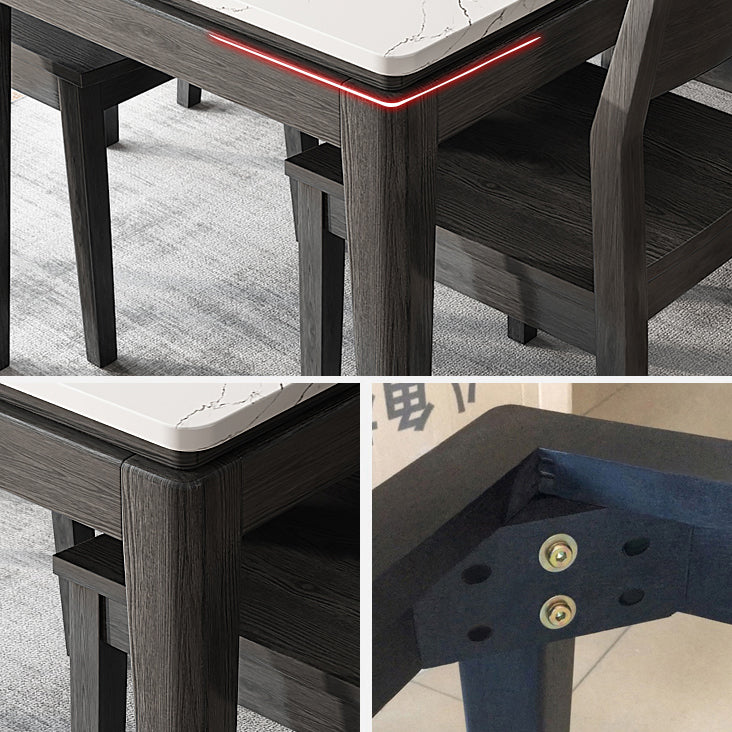 Modern White Sintered Stone Top Dining Set Kitchen Rectangle Shape Dining Set with 4 Legs Base Clearhalo 'Dining Room Sets' 'Dining Tables & Seating' 'dining_room_set' 'furn' 'furn_dining_room_set' 'Furniture' 'furniture_dining_room_set' 'Kitchen & Dining Furniture' 'kitchen&dining_furn' 'kitchen' 3401991