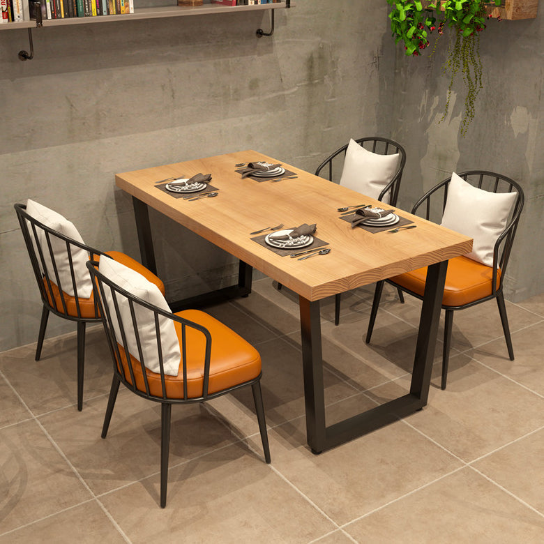 Industrial Dining Room Set with Rectangle Table and Metal Base Kitchen Table Set Clearhalo 'Dining Room Sets' 'Dining Tables & Seating' 'dining_room_set' 'furn' 'furn_dining_room_set' 'Furniture' 'furniture_dining_room_set' 'Kitchen & Dining Furniture' 'kitchen&dining_furn' 'kitchen' 3401997
