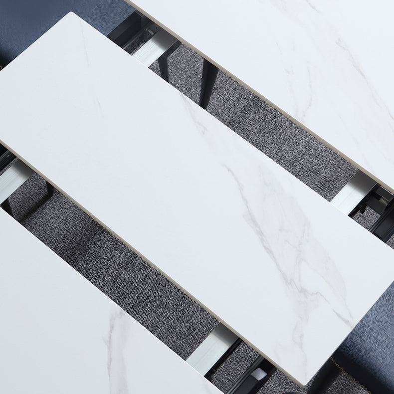 Rectangle Contemporary Sintered Stone Dining Room Set with Removable Leaf Dining Furniture Set Clearhalo 'Dining Room Sets' 'Dining Tables & Seating' 'dining_room_set' 'furn' 'furn_dining_room_set' 'Furniture' 'furniture_dining_room_set' 'Kitchen & Dining Furniture' 'kitchen&dining_furn' 'kitchen' 3407087