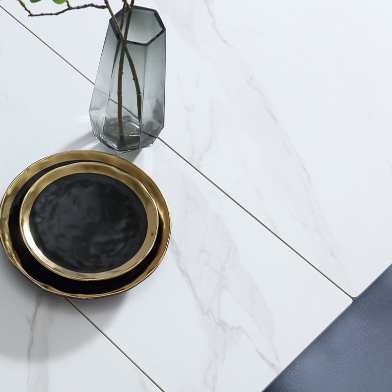 Rectangle Contemporary Sintered Stone Dining Room Set with Removable Leaf Dining Furniture Set Clearhalo 'Dining Room Sets' 'Dining Tables & Seating' 'dining_room_set' 'furn' 'furn_dining_room_set' 'Furniture' 'furniture_dining_room_set' 'Kitchen & Dining Furniture' 'kitchen&dining_furn' 'kitchen' 3407089