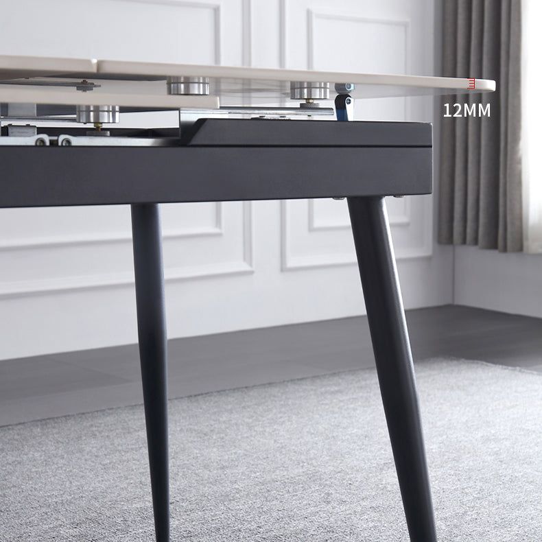 Rectangle Contemporary Sintered Stone Dining Room Set with Removable Leaf Dining Furniture Set Clearhalo 'Dining Room Sets' 'Dining Tables & Seating' 'dining_room_set' 'furn' 'furn_dining_room_set' 'Furniture' 'furniture_dining_room_set' 'Kitchen & Dining Furniture' 'kitchen&dining_furn' 'kitchen' 3407091