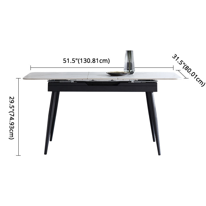 Rectangle Contemporary Sintered Stone Dining Room Set with Removable Leaf Dining Furniture Set Clearhalo 'Dining Room Sets' 'Dining Tables & Seating' 'dining_room_set' 'furn' 'furn_dining_room_set' 'Furniture' 'furniture_dining_room_set' 'Kitchen & Dining Furniture' 'kitchen&dining_furn' 'kitchen' 3407096