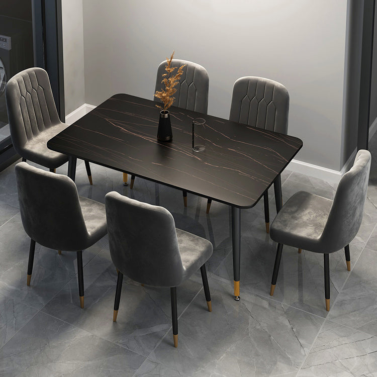 Rectangle Contemporary Sintered Stone Dining Room Set with 4 Legs Table Dining Table Sets Clearhalo 'Dining Room Sets' 'Dining Tables & Seating' 'dining_room_set' 'furn' 'furn_dining_room_set' 'Furniture' 'furniture_dining_room_set' 'Kitchen & Dining Furniture' 'kitchen&dining_furn' 'kitchen' 3407126