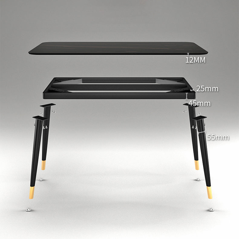 Rectangle Contemporary Sintered Stone Dining Room Set with 4 Legs Table Dining Table Sets Clearhalo 'Dining Room Sets' 'Dining Tables & Seating' 'dining_room_set' 'furn' 'furn_dining_room_set' 'Furniture' 'furniture_dining_room_set' 'Kitchen & Dining Furniture' 'kitchen&dining_furn' 'kitchen' 3407131