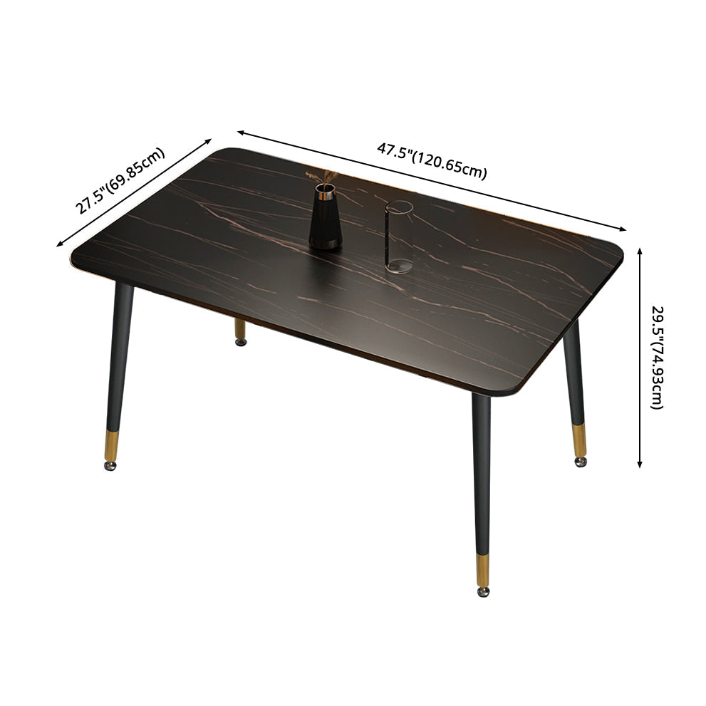 Rectangle Contemporary Sintered Stone Dining Room Set with 4 Legs Table Dining Table Sets Clearhalo 'Dining Room Sets' 'Dining Tables & Seating' 'dining_room_set' 'furn' 'furn_dining_room_set' 'Furniture' 'furniture_dining_room_set' 'Kitchen & Dining Furniture' 'kitchen&dining_furn' 'kitchen' 3407134