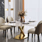 Contemporary Sintered Stone Top Dining Room Set with Rectangle Table and Pedestal Base Dinette Set Clearhalo 'Dining Room Sets' 'Dining Tables & Seating' 'dining_room_set' 'furn' 'furn_dining_room_set' 'Furniture' 'furniture_dining_room_set' 'Kitchen & Dining Furniture' 'kitchen&dining_furn' 'kitchen' 3407139
