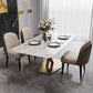 Contemporary Sintered Stone Top Dining Room Set with Rectangle Table and Pedestal Base Dinette Set Clearhalo 'Dining Room Sets' 'Dining Tables & Seating' 'dining_room_set' 'furn' 'furn_dining_room_set' 'Furniture' 'furniture_dining_room_set' 'Kitchen & Dining Furniture' 'kitchen&dining_furn' 'kitchen' 3407140