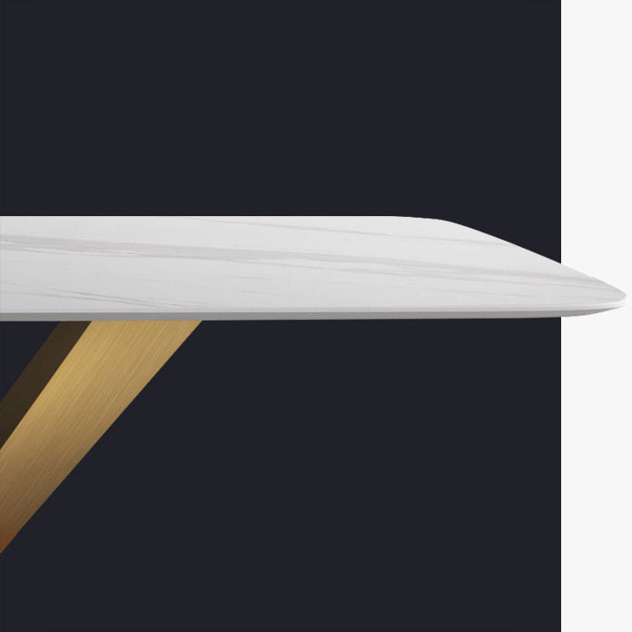 Contemporary Sintered Stone Top Dining Room Set with Rectangle Table and Pedestal Base Dinette Set Clearhalo 'Dining Room Sets' 'Dining Tables & Seating' 'dining_room_set' 'furn' 'furn_dining_room_set' 'Furniture' 'furniture_dining_room_set' 'Kitchen & Dining Furniture' 'kitchen&dining_furn' 'kitchen' 3407144