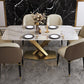 Contemporary Sintered Stone Top Dining Room Set with Rectangle Table and Pedestal Base Dinette Set Clearhalo 'Dining Room Sets' 'Dining Tables & Seating' 'dining_room_set' 'furn' 'furn_dining_room_set' 'Furniture' 'furniture_dining_room_set' 'Kitchen & Dining Furniture' 'kitchen&dining_furn' 'kitchen' 3407152