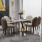 Contemporary Sintered Stone Top Dining Room Set with Rectangle Table and Pedestal Base Dinette Set Clearhalo 'Dining Room Sets' 'Dining Tables & Seating' 'dining_room_set' 'furn' 'furn_dining_room_set' 'Furniture' 'furniture_dining_room_set' 'Kitchen & Dining Furniture' 'kitchen&dining_furn' 'kitchen' 3407154