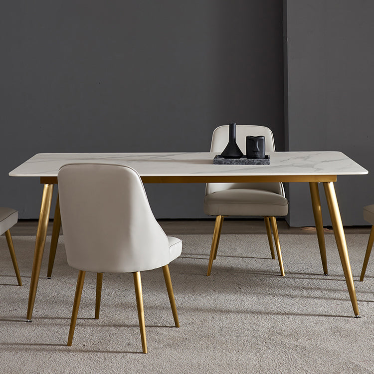 Modern Style Sintered Stone Dining Table with White Rectangle Shape Table for Home Use Clearhalo 'Dining Room Sets' 'Dining Tables & Seating' 'dining_room_set' 'furn' 'furn_dining_room_set' 'Furniture' 'furniture_dining_room_set' 'Kitchen & Dining Furniture' 'kitchen&dining_furn' 'kitchen' 3407158