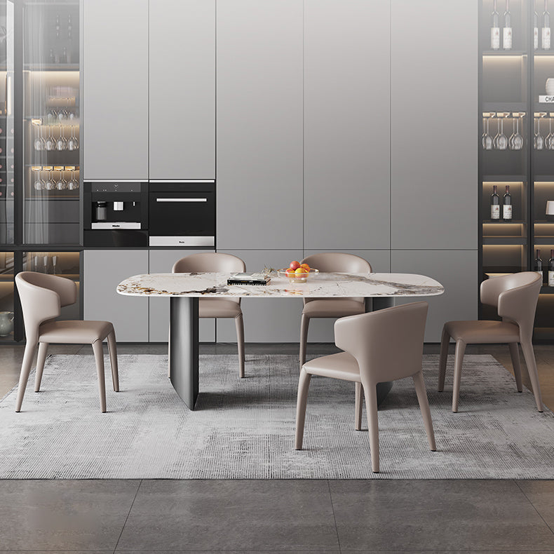 Modern Style Sintered Stone Dining Table with Rectangle Shape Standard Height Table for Home Use Clearhalo 'Dining Room Sets' 'Dining Tables & Seating' 'dining_room_set' 'furn' 'furn_dining_room_set' 'Furniture' 'furniture_dining_room_set' 'Kitchen & Dining Furniture' 'kitchen&dining_furn' 'kitchen' 3407169