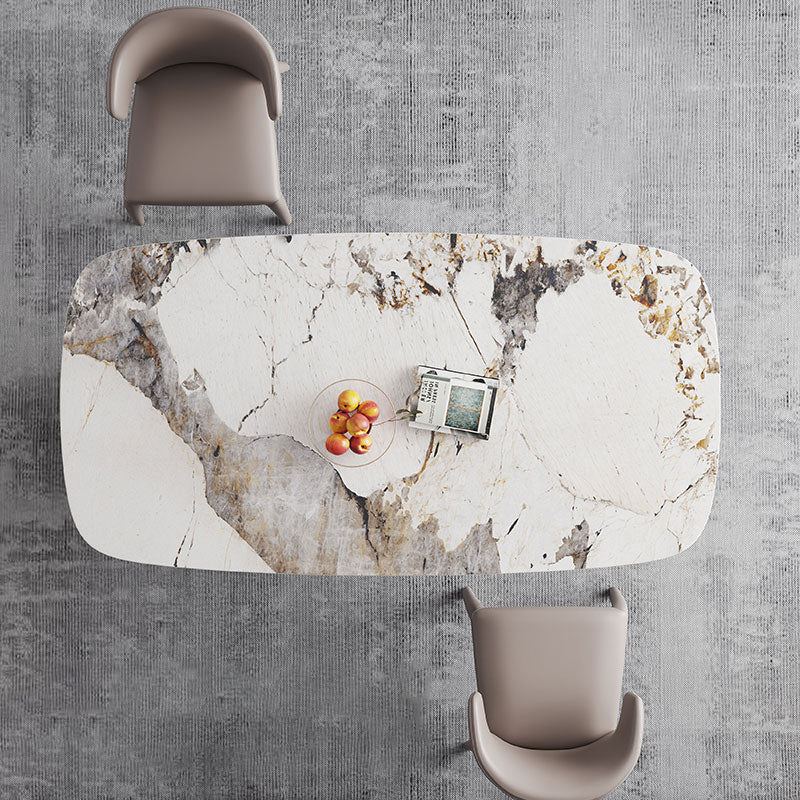 Modern Style Sintered Stone Dining Table with Rectangle Shape Standard Height Table for Home Use Clearhalo 'Dining Room Sets' 'Dining Tables & Seating' 'dining_room_set' 'furn' 'furn_dining_room_set' 'Furniture' 'furniture_dining_room_set' 'Kitchen & Dining Furniture' 'kitchen&dining_furn' 'kitchen' 3407172