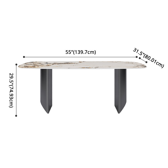 Modern Style Sintered Stone Dining Table with Rectangle Shape Standard Height Table for Home Use Clearhalo 'Dining Room Sets' 'Dining Tables & Seating' 'dining_room_set' 'furn' 'furn_dining_room_set' 'Furniture' 'furniture_dining_room_set' 'Kitchen & Dining Furniture' 'kitchen&dining_furn' 'kitchen' 3407177