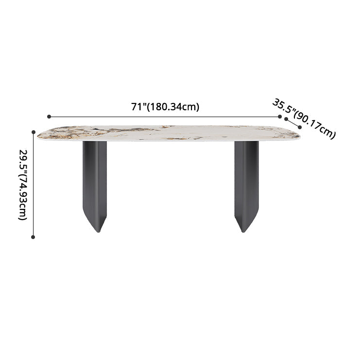 Modern Style Sintered Stone Dining Table with Rectangle Shape Standard Height Table for Home Use Clearhalo 'Dining Room Sets' 'Dining Tables & Seating' 'dining_room_set' 'furn' 'furn_dining_room_set' 'Furniture' 'furniture_dining_room_set' 'Kitchen & Dining Furniture' 'kitchen&dining_furn' 'kitchen' 3407179