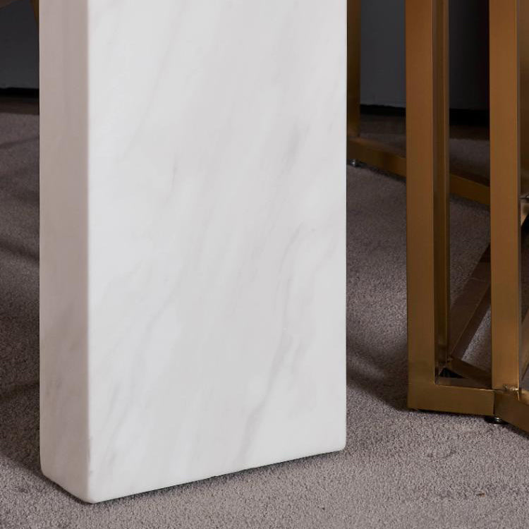 Glam Style Sintered Stone Dining Table with White Rectangle Shape Table for Home Use Clearhalo 'Dining Room Sets' 'Dining Tables & Seating' 'dining_room_set' 'furn' 'furn_dining_room_set' 'Furniture' 'furniture_dining_room_set' 'Kitchen & Dining Furniture' 'kitchen&dining_furn' 'kitchen' 3407188