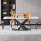 Modern Style Sintered Stone Dining Table with White Table and Trestle Base for Home Use Clearhalo 'Dining Room Sets' 'Dining Tables & Seating' 'dining_room_set' 'furn' 'furn_dining_room_set' 'Furniture' 'furniture_dining_room_set' 'Kitchen & Dining Furniture' 'kitchen&dining_furn' 'kitchen' 3407200