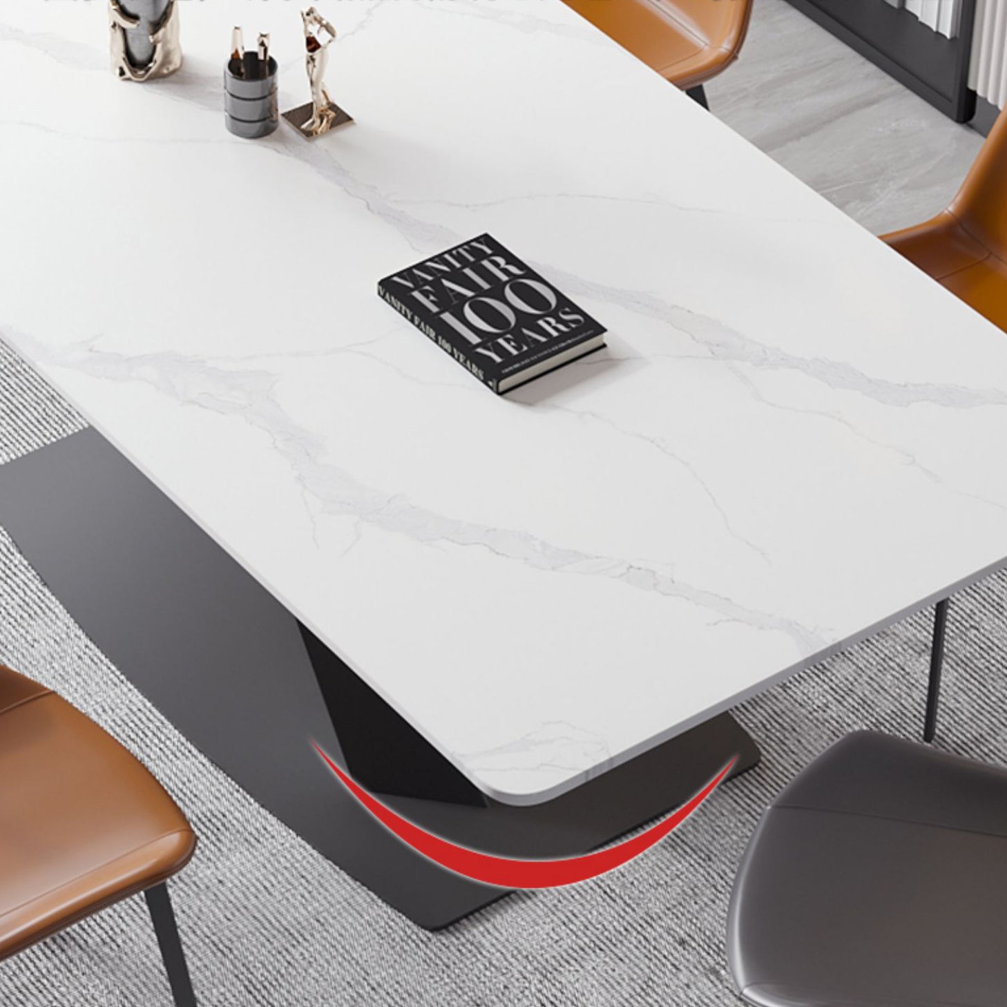 Modern Style Sintered Stone Dining Table with White Table and Trestle Base for Home Use Clearhalo 'Dining Room Sets' 'Dining Tables & Seating' 'dining_room_set' 'furn' 'furn_dining_room_set' 'Furniture' 'furniture_dining_room_set' 'Kitchen & Dining Furniture' 'kitchen&dining_furn' 'kitchen' 3407202