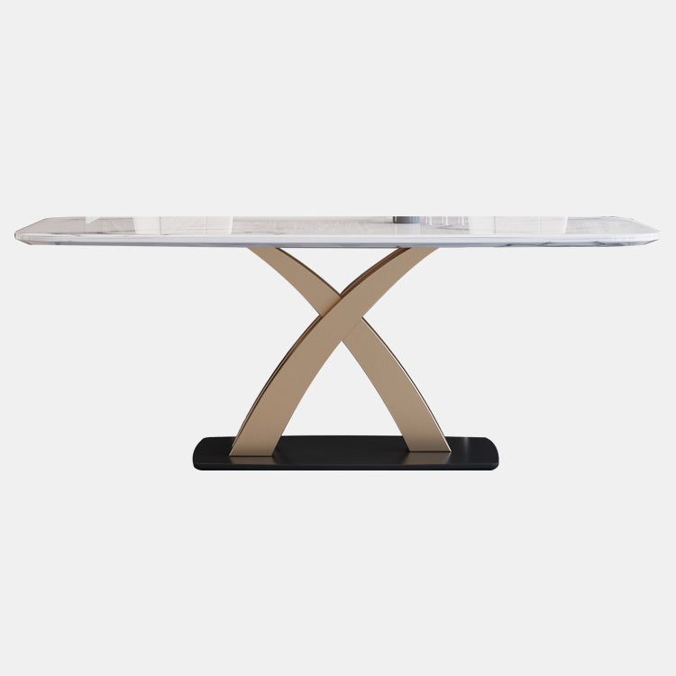 Modern Style Marble Table with White Rectangle Shape Table for Home Use Table Only Clearhalo 'Dining Room Sets' 'Dining Tables & Seating' 'dining_room_set' 'furn' 'furn_dining_room_set' 'Furniture' 'furniture_dining_room_set' 'Kitchen & Dining Furniture' 'kitchen&dining_furn' 'kitchen' 3407214