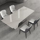Modern Style Sintered Stone Dining Set with White Rectangle Shape Table and Double Pedestal Base Clearhalo 'Dining Room Sets' 'Dining Tables & Seating' 'dining_room_set' 'furn' 'furn_dining_room_set' 'Furniture' 'furniture_dining_room_set' 'Kitchen & Dining Furniture' 'kitchen&dining_furn' 'kitchen' 3407235