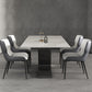 Modern Style Sintered Stone Dining Set with White Rectangle Shape Table and Double Pedestal Base Clearhalo 'Dining Room Sets' 'Dining Tables & Seating' 'dining_room_set' 'furn' 'furn_dining_room_set' 'Furniture' 'furniture_dining_room_set' 'Kitchen & Dining Furniture' 'kitchen&dining_furn' 'kitchen' 3407236