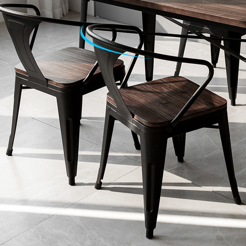 Industrial Dining Table Set with Rectangle Top and Black Base Kitchen Furniture Clearhalo 'Dining Room Sets' 'Dining Tables & Seating' 'dining_room_set' 'furn' 'furn_dining_room_set' 'Furniture' 'furniture_dining_room_set' 'Kitchen & Dining Furniture' 'kitchen&dining_furn' 'kitchen' 3407291