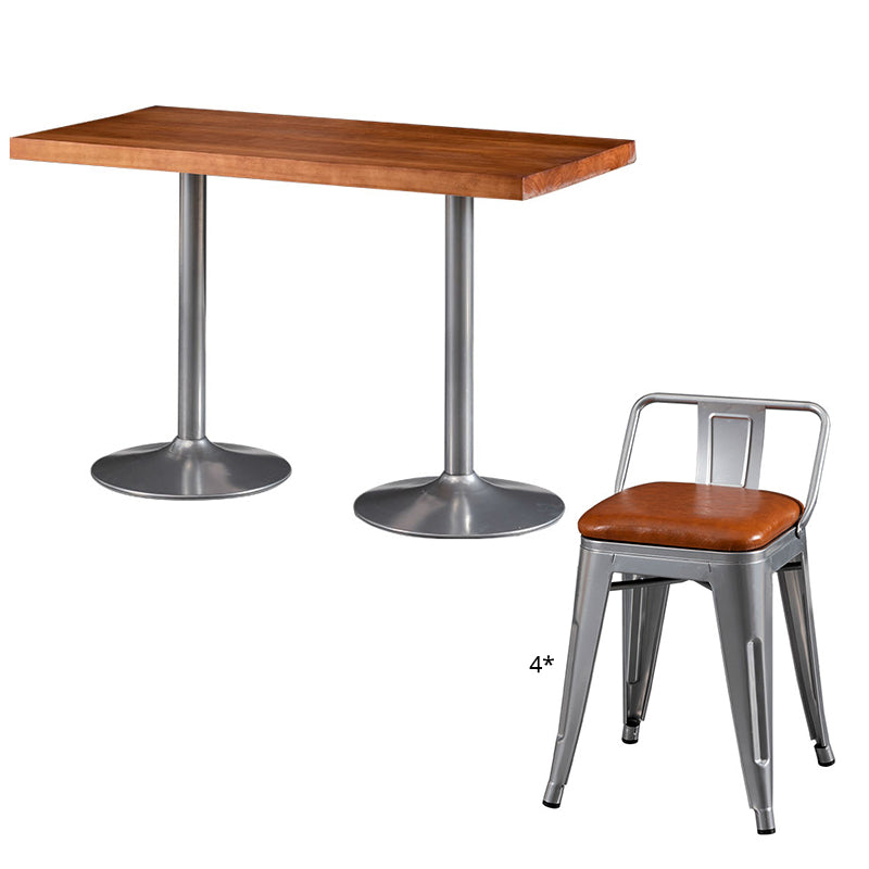 Industrial Wooden Dining Room Set with Rectangle Table and Iron Base Kitchen Table Set with 4 Chairs Clearhalo 'Dining Room Sets' 'Dining Tables & Seating' 'dining_room_set' 'furn' 'furn_dining_room_set' 'Furniture' 'furniture_dining_room_set' 'Kitchen & Dining Furniture' 'kitchen&dining_furn' 'kitchen' 3407374