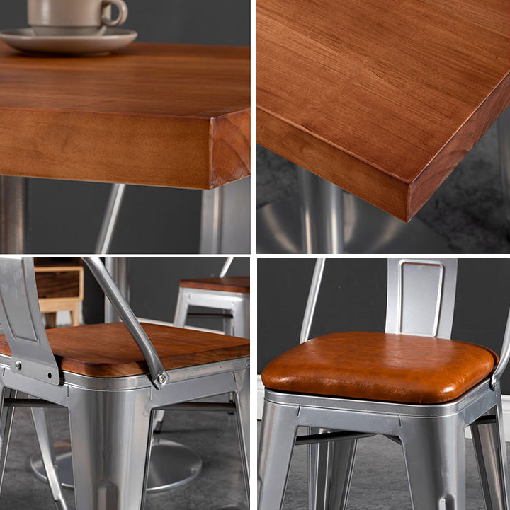 Industrial Wooden Dining Room Set with Rectangle Table and Iron Base Kitchen Table Set Clearhalo 'Dining Room Sets' 'Dining Tables & Seating' 'dining_room_set' 'furn' 'furn_dining_room_set' 'Furniture' 'furniture_dining_room_set' 'Kitchen & Dining Furniture' 'kitchen&dining_furn' 'kitchen' 3407379