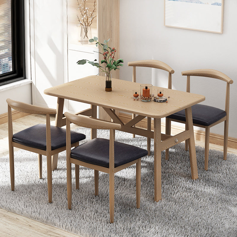 Contemporary Wood Rectangle Shape Dining Furniture 4 Legs Table Formal for Dining Room Clearhalo 'Dining Room Sets' 'Dining Tables & Seating' 'dining_room_set' 'furn' 'furn_dining_room_set' 'Furniture' 'furniture_dining_room_set' 'Kitchen & Dining Furniture' 'kitchen&dining_furn' 'kitchen' 3407409