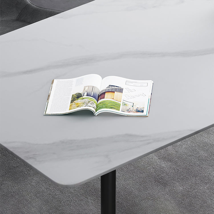 Modern Style Sintered Stone White Dining¬†Room¬†Set with Rectangle Table Dining Table Furniture Clearhalo 'Dining Room Sets' 'Dining Tables & Seating' 'dining_room_set' 'furn' 'furn_dining_room_set' 'Furniture' 'furniture_dining_room_set' 'Kitchen & Dining Furniture' 'kitchen&dining_furn' 'kitchen' 3407425