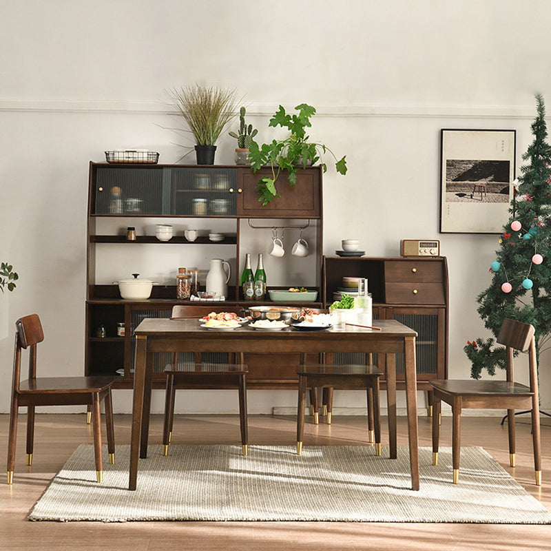 Modern Solid Wood Brown Dining¬†Room¬†Set with Rectangle Table Dining Table Furniture for Home Use Clearhalo 'Dining Room Sets' 'Dining Tables & Seating' 'dining_room_set' 'furn' 'furn_dining_room_set' 'Furniture' 'furniture_dining_room_set' 'Kitchen & Dining Furniture' 'kitchen&dining_furn' 'kitchen' 3407449