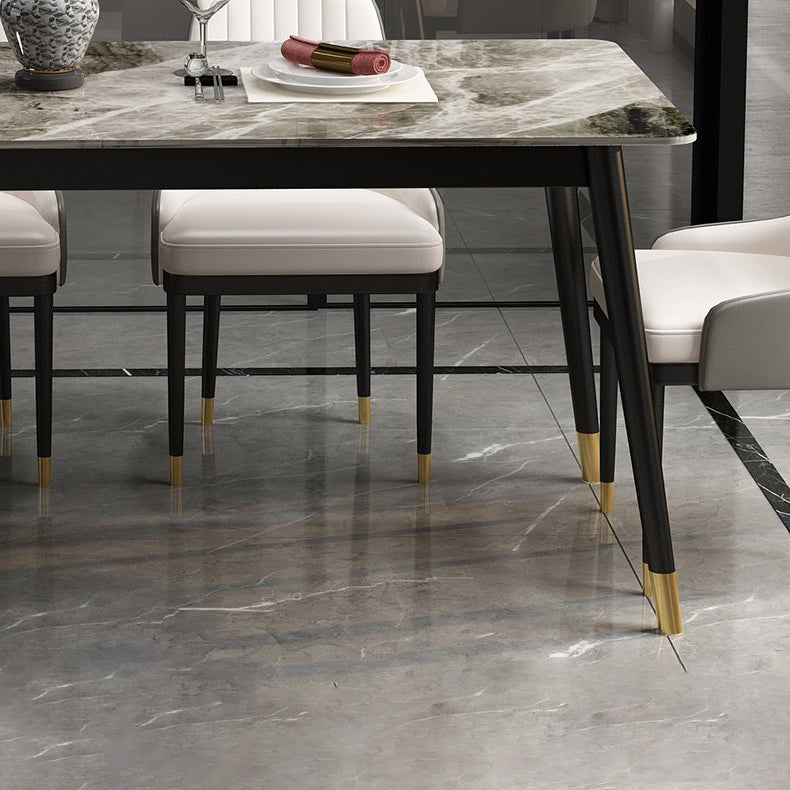 Modern Sintered Stone Dining Set with Rectangle Tabale and Metal Base Dining Set Clearhalo 'Dining Room Sets' 'Dining Tables & Seating' 'dining_room_set' 'furn' 'furn_dining_room_set' 'Furniture' 'furniture_dining_room_set' 'Kitchen & Dining Furniture' 'kitchen&dining_furn' 'kitchen' 3407481