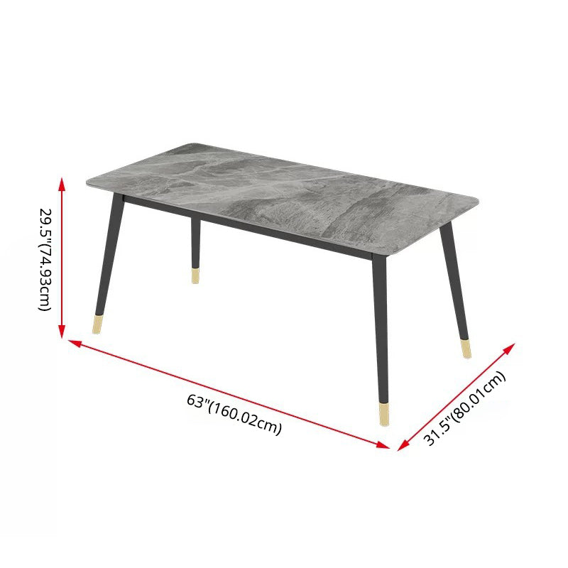 Modern Sintered Stone Dining Set with Rectangle Tabale and Metal Base Dining Set Clearhalo 'Dining Room Sets' 'Dining Tables & Seating' 'dining_room_set' 'furn' 'furn_dining_room_set' 'Furniture' 'furniture_dining_room_set' 'Kitchen & Dining Furniture' 'kitchen&dining_furn' 'kitchen' 3407484